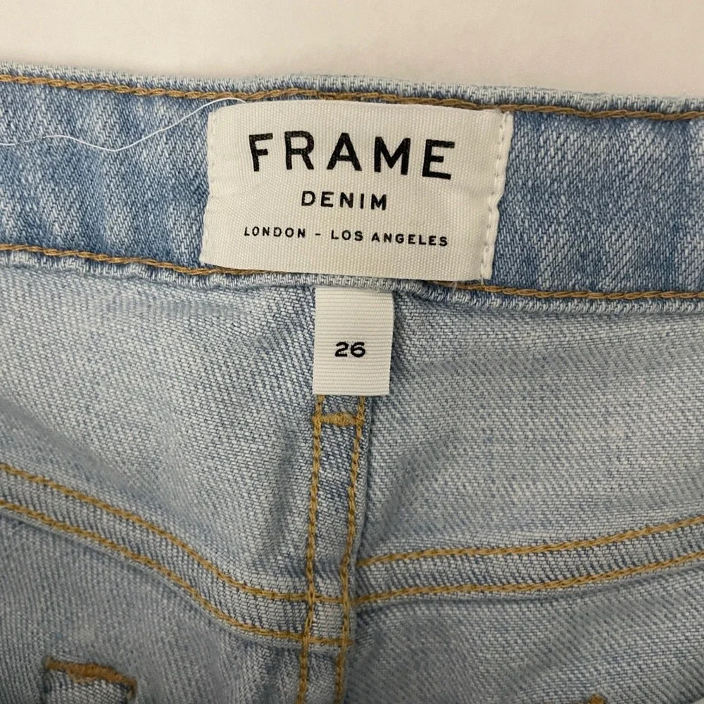 Frame Le Grand Garcon Shorts Womens 26 Distressed Denim Cutoff Raw Hem - Picture 3 of 8